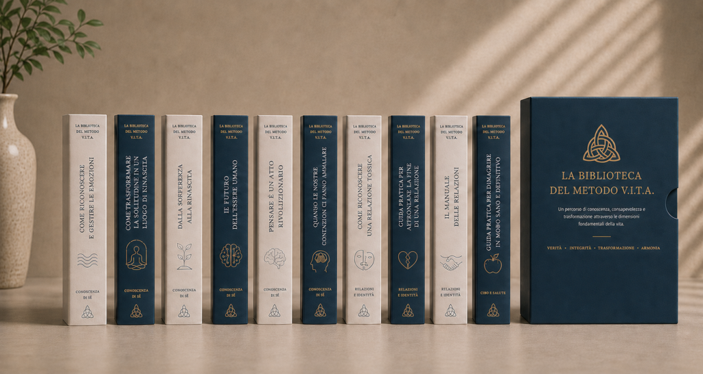 Collana editoriale della Biblioteca del Metodo V.I.T.A. con e-book su conoscenza di sé, relazioni, cibo e salute